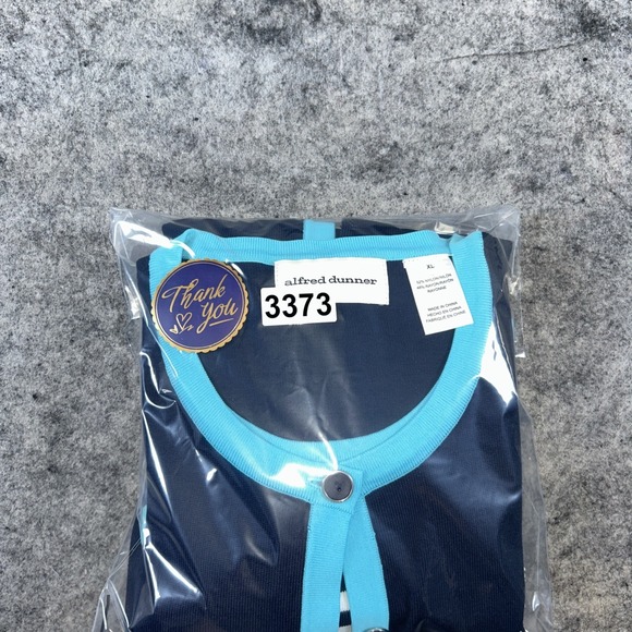 Alfred Dunner Layered Blouse Women's XL Navy Blue Beaded Anchor‎ Nautical Cruise - Picture 8 of 8